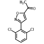 structure of CAS# 499771-12-9, 1-[3-(2,6-Dichlorophenyl)-1,2-Oxazol-5-Yl]Ethanone;5-acetyl-3-(2,6-dichlorophenyl)isoxazole;MFCD01313636;Maybridge1_008831