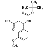 structure of CAS# 499995-77-6, 3-(3-Methoxyphenyl)-3-({[(2-Methyl-2-Propanyl)Oxy]Carbonyl}Amino)Propanoic Acid;(R)-3-((t<wbr>ert-Butox<wbr>ycarbonyl<wbr>)amino)-3<wbr>-(3-metho<wbr>xyphenyl)<wbr>propanoic<wbr> acid;(S)-3-((t<wbr>ert-Butox<wbr>ycarbonyl<wbr>)amino)-3<wbr>-(3-metho<wbr>xyphenyl)<wbr>propanoic<wbr> acid;3-((tert-<wbr>butoxycar<wbr>bonyl)ami<wbr>no)-3-(3-<wbr>methoxyph<wbr>enyl)prop<wbr>anoic acid