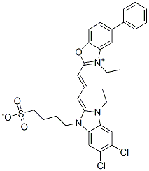 CAS#: 50671-46-0， 2-[3-[5,6-Dichloro-1-Ethyl-1,3-Dihydro-3-(4-Sulfobutyl)-2H-Benzimidazol-2-Ylidene]-1-Propen-1-Yl]-3-Ethyl-5-Phenyl-Benzoxazolium Inner Salt