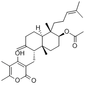 CAS#: 51103-58-3， rel-(-)-3-[[(1R,4aR,5S,6S,8aR)-6-(Acetyloxy)decahydro-5,8a-dimethyl-2-methylene-5-(4-methyl-3-penten-1-yl)-1-naphthalenyl]methyl]-4-hydroxy-5,6-dimethyl-2H-Pyran-2-one