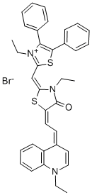 CAS#: 51257-37-5， 3-Ethyl-2-(3-Ethyl-4,5-Diphenyl-Thiazolium-2-Yl-Methylene)-5-[2-(1-Ethyl-1H-Quinolin-4-Ylidene)-Ethylidene]-Thiazolidin-4-One Bromide