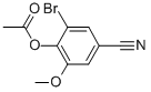 structure of CAS# 515847-71-9, 2-Bromo-4-Cyano-6-Methoxyphenyl Acetate;ACETIC ACID 2-BROMO-4-CYANO-6-METHOXY-PHENYL ESTER;4-Acetoxy-3-Bromo-5-Methoxybenzonitrile, 98%;2-BROMO-4-CYANO-6-METHOXYPHENYL ACETATE