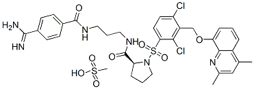 CAS#: 515880-69-0， (2S)-N-[3-[[4-(Aminoiminomethyl)Benzoyl]Amino]Propyl]-1-[[2,4-Dichloro-3-[[(2,4-Dimethyl-8-Quinolinyl)Oxy]Methyl]Phenyl]Sulfonyl]-2-Pyrrolidinecarboxamide Monomethanesulfonate