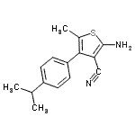 结构式 CAS# 519016-80-9, 2-氨基-4-(4-异丙基苯基)-5-甲基-3-噻吩甲腈