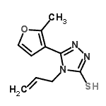 structure of CAS# 522597-61-1, 4-Allyl-5-(2-Methyl-3-Furyl)-4H-1,2,4-Triazole-3-Thiol;4-Allyl-5-(2-methyl-furan-3-yl)-4H-[1,2,4]triazole-3-thiol;5-(2-methyl(3-furyl))-4-prop-2-enyl-1,2,4-triazole-3-thiol;5-(2-meth<wbr>ylfuran-3<wbr>-yl)-4-(p<wbr>rop-2-en-<wbr>1-yl)-4H-<wbr>1,2,4-tri<wbr>azole-3-t<wbr>hiol