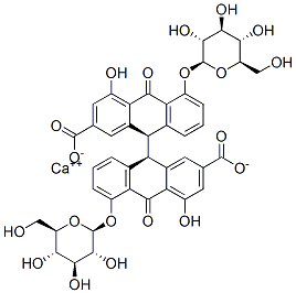 CAS#: 52730-36-6， (R*,R*)-5,5'-Bis(beta-D-Glucopyranosyloxy)-9,9',10,10'-Tetrahydro-4,4'-Dihydroxy-10,10'-Dioxo[9,9'-Bianthracene]-2,2'-Dicarboxylic Acid, Calcium Salt
