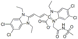 CAS#: 53132-00-6， 5,6-Dichloro-2-[3-(5,6-dichloro-1,3-diethyl-1,3-dihydro-2H-benzimidazol-2-ylidene)-1-propen-1-yl]-1-ethyl-3-[2-[(methylsulfonyl)amino]-2-oxoethyl]-1H-Benzimidazolium inner salt