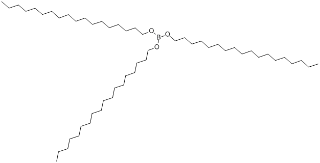 structure of CAS# 5337-41-7, Boric Acid Trioctadecyl Ester;Tristearyloxyborane;Inchi=1/C54h111bo3/C1-4-7-10-13-16-19-22-25-28-31-34-37-40-43-46-49-52-56-55(57-53-50-47-44-41-38-35-32-29-26-23-20-17-14-11-8-5-2)58-54-51-48-45-42-39-36-33-30-27-24-21-18-15-12-9-6-3/H4-54H2,1-3H;Brn 1718044