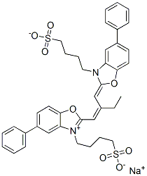 CAS 登录号：53841-35-3， 5-苯基-2-[2-[[5-苯基-3-(4-磺酸基丁基)-3H-苯并恶唑-2-亚基]甲基]丁-1-烯基]-3-(4-磺酸基丁基)苯并恶唑鎓单钠盐