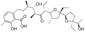 CAS#: 54156-67-1， 6-[(3R,4S,5S,7R)-7-[(2S,2'R,4S,5S,5'S)-2,5'-Diethyloctahydro-5'-[(R)-1-Hydroxyethyl]-4-Methyl[2,2'-Bifuran]-5-Yl]-4-Hydroxy-3,5-Dimethyl-6-Oxononyl]-2-Hydroxy-3-Methylbenzoic Acid