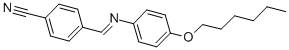 structure of CAS# 54842-56-7, 4'-Cyanobenzylidene-4-n-Hexyloxyaniline;4-[[(4-Hexyloxyphenyl)Imino]Methyl]Benzonitrile;4-[(4-Hexyloxyphenyl)Iminomethyl]Benzonitrile;N-(P-CYANOBENZYLIDENE)-P-(HEXYLOXY)ANILINE