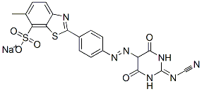 CAS#: 55067-12-4， 2-[4-[2-[2-(Cyanoamino)-1,4,5,6-Tetrahydro-4,6-Dioxo-5-Pyrimidinyl]Diazenyl]Phenyl]-6-Methyl-7-Benzothiazolesulfonicacid Sodium Salt (1:1)
