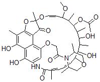 CAS 登录号：55372-15-1， 4-O-[2-(3,5-二甲基-4-吗啉基)-2-氧代乙基]利福霉素