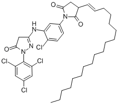 CAS#: 55697-65-9， N-[4-Chloro-3-[4,5-Dihydro-5-Oxo-1-(2,4,6-Trichlorophenyl)-1H-Pyrazol-3-Ylamino]Phenyl]-2-(1-Octadecenyl)Succinimide