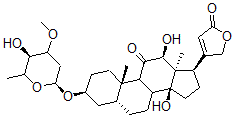 CAS#: 559-58-0， 3beta-[(3-O-Methyl-2,6-Dideoxy-alpha-L-Arabino-Hexopyranosyl)Oxy]-12beta,14-Dihydroxy-11-Oxo-5beta-Card-20(22)-Enolide