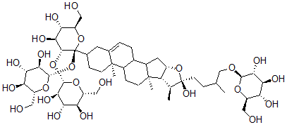 CAS#: 56126-14-8， [(22R)-26-(beta-D-Glucopyranosyloxy)-22-Hydroxyfurost-5-En-3beta-Yl] 6-O-(3-O-beta-D-Glucopyranosyl-beta-D-Glucopyranosyl)-beta-D-Glucopyranoside
