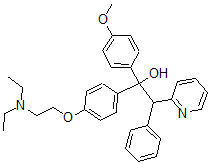 CAS 登录号:56501-80-5, 1-(4-二乙基氨基乙氧基苯基)-1-(4-甲氧基苯基)-2-苯基-2-(2-吡啶基)乙醇