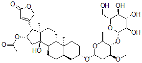 CAS#: 56774-61-9， 16beta-(Acetyloxy)-3beta-[(4-O-beta-D-Glucopyranosyl-3-O-Methyl-2,6-Dideoxy-alpha-L-Arabino-Hexopyranosyl)Oxy]-14-Hydroxy-5beta-Card-20(22)-Enolide