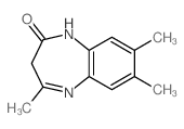 structure of CAS# 57460-54-5, 5,9,10-Trimethyl-2,6-Diazabicyclo[5.4.0]Undeca-5,8,10,12-Tetraen-3-One;Zinc00240457;Oprea1_338956;4,7,8-Trimethyl-1,3-Dihydro-Benzo[B][1,4]Diazepin-2-One