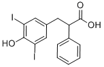 structure of CAS# 577-91-3, Pheniodol;3-(4-Hydroxy-3,5-Diiodo-Phenyl)-2-Phenyl-Propanoic Acid;3-(4-Hydroxy-3,5-Diiodo-Phenyl)-2-Phenyl-Propionic Acid;Benzenepropanoic Acid, 4-Hydroxy-3,5-Diiodo-.Alpha.-Phenyl-