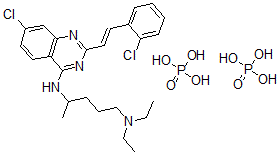 CAS#: 57942-49-1， 7-Chloro-2-(2-chlorostyryl)-4-((4-(diethylamino)-1-methylbutyl)amino)quinazoline diphosphate