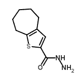 structure of CAS# 588696-80-4, 5,6,7,8-Tetrahydro-4H-Cyclohepta[b]Thiophene-2-Carbohydrazide;4,5,6,7,8<wbr>-pentahyd<wbr>rocyclohe<wbr>pta[1,2-b<wbr>]thiophen<wbr>e-2-carbo<wbr>hydrazide;5,6,7,8-T<wbr>etrahydro<wbr>-4H-cyclo<wbr>hepta[b]t<wbr>hiophene-<wbr>2-carbohy<wbr>drazide;MFCD03944753