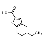 structure of CAS# 590355-40-1, 5-Ethyl-4,5,6,7-Tetrahydro-1-Benzothiophene-2-Carboxylic Acid;5-ethyl-4<wbr>,5,6,7-te<wbr>trahydro-<wbr>1-benzoth<wbr>iophene-2<wbr>-carboxyl<wbr>ic acid;5-ethyl-4<wbr>,5,6,7-te<wbr>trahydrob<wbr>enzo[b]th<wbr>iophene-2<wbr>-carboxyl<wbr>ic acid;MFCD03945870