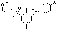 structure of CAS# 5922-56-5, 4-[3-(4-Chlorophenyl)Sulfonyl-2,5-Dimethyl-Phenyl]Sulfonylmorpholine;4-[3-(4-Chlorophenyl)Sulfonyl-2,5-Dimethyl-Phenyl]Sulfonylmorpholine;Cbmicro_037126;Oprea1_322752