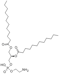 structure of CAS# 59752-57-7, 1,2-Dilauroyl-Glycero-3-Phosphoethanolamine;[1-[(2-Aminoethoxy-Hydroxy-Phosphoryl)Oxymethyl]-2-Dodecanoyloxy-Ethyl] Dodecanoate;Dodecanoic Acid [1-[(2-Aminoethoxy-Hydroxyphosphoryl)Oxymethyl]-2-(1-Oxododecoxy)Ethyl] Ester;Lauric Acid [1-[(2-Aminoethoxy-Hydroxy-Phosphoryl)Oxymethyl]-2-Lauroyloxy-Ethyl] Ester