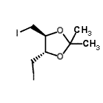 structure of CAS# 60046-17-5, (4S,5S)-4,5-Bis(Iodomethyl)-2,2-Dimethyl-1,3-Dioxolane;(-)-TRANS-45-BIS(IODOMETHYL)-2,2-DIMETHYL-13-DIOXOLANE