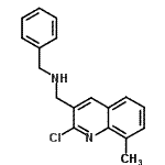structure of CAS# 606095-53-8, N-Benzyl-1-(2-chloro-8-methyl-3-quinolinyl)methanamine;Benzyl-(2-chloro-8-methyl-quinolin-3-ylmethyl)-amine;MFCD03752671