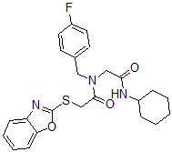 CAS#: 606098-40-2， 2-(2-Benzoxazolylthio)-N-[2-(Cyclohexylamino)-2-Oxoethyl]-N-[(4-Fluorophenyl)Methyl]-Acetamide