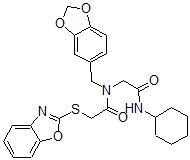 CAS#: 606098-43-5， N-(1,3-Benzodioxol-5-Ylmethyl)-2-(2-Benzoxazolylthio)-N-[2-(Cyclohexylamino)-2-Oxoethyl]-Acetamide