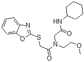 CAS 登录号：606098-45-7， 2-(2-苯并恶唑基硫基)-N-[2-(环己基氨基)-2-氧代乙基]-N-(2-甲氧基乙基)-乙酰胺