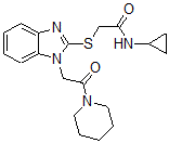 CAS#: 606109-92-6， N-Cyclopropyl-2-[[1-[2-Oxo-2-(Piperidin-1-Yl)Ethyl]-1H-Benzo[d]Imidazol-2-Yl]Thio]-Acetamide