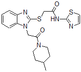 CAS#: 606110-17-2， 2-[[1-[2-(4-Methyl-Piperidin-1-Yl)-2-Oxoethyl]-1H-Benzo[d]Imidazol-2-Yl]Thio]-N-Thiazol-2-Yl-Acetamide