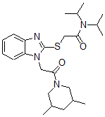 CAS#: 606117-52-6， 2-[[1-[2-(3,5-Dimethyl-Piperidin-1-Yl)-2-Oxoethyl]-1H-Benzo[d]Imidazol-2-Yl]Thio]-N,N-Bis(Isopropyl)-Acetamide
