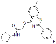 CAS#: 606132-71-2， N-Cyclopentyl-2-[[2-(4-Fluorophenyl)-7-Methyl-4-Quinazolinyl]Thio]-Acetamide