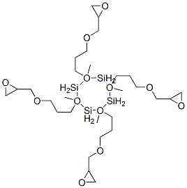 structure of CAS# 60665-85-2, 2,4,6,8-Tetramethyl-2,4,6,8-Tetrakis[3-(Oxiranylmethoxy)Propyl]Cyclotetrasiloxane;2,4,6,8-Tetramethyl-2,4,6,8-Tetrakis[3-(2-Oxiranylmethoxy)Propyl]-1,3,5,7,2,4,6,8-Tetraoxatetrasilocane;2,4,6,8-Tetrakis(3-Glycidoxypropyl)-2,4,6,8-Tetramethyl-1,3,5,7,2,4,6,8-Tetraoxatetrasilocane;2,4,6,8-Tetramethyl-2,4,6,8-Tetrakis(3-(Oxiranylmethoxy)Propyl)Cyclotetrasiloxane