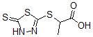structure of CAS# 60725-23-7, 2-[(4,5-Dihydro-5-Thioxo-1,3,4-Thiadiazol-2-Yl)Thio]-Propanoic Acid;2-(5-MERCAPTO-1,3,4-THIADIAZOL-2-YLTHIO)-PROPIONIC ACID 97%;2-(5-Mercapto-1,3,4-Thiadiazol-2-Lythio)Propionic  Acid;2-(5-MERCAPTO-1,3,4-THIADIAZOL-2-YLTHIO)PROPIONIC ACID