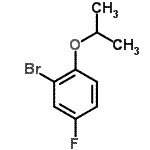 structure of CAS# 610797-49-4, 2-Bromo-4-fluoro-1-isopropoxybenzene;1-Bromo-4-fluoro-2-isopropoxybenzene;2-(2'-Bromo-4'-fluorophenoxy)propane;2-(2-Bromo-4-fluorophenoxy)propane
