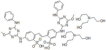 CAS#: 61136-17-2， 4,4'-Bis[[6-Anilino-4-Methoxy-1,3,5-Triazin-2-Yl]Amino]Stilbene-2,2'-Disulphonic Acid, Compound With 2,2',2''-Nitrilotriethanol (1:2)