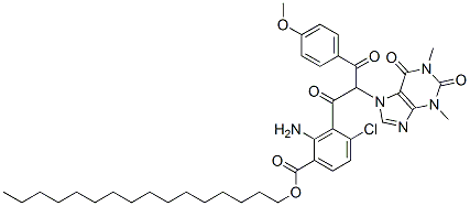 CAS#: 61526-69-0， Hexadecyl 4-Chloro-3-[3-(4-Methoxyphenyl)-1,3-Dioxo-2-(1,2,3,6-Tetrahydro-1,3-Dimethyl-2,6-Dioxo-7H-Purin-7-Yl)Propyl]Anthranilate