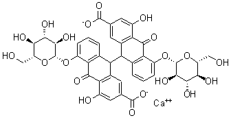 CAS#: 62211-03-4， Calcium (R*,R*)-5,5'-bis(beta-D-glucopyranosyloxy)-9,9',10,10'-tetrahydro-4,4'-dihydroxy-10,10'-dioxo(9,9'-bianthracene)-2,2'-dicarboxylate