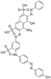CAS#: 62570-24-5， 4-Amino-5-Hydroxy-3-[[4-[[4-[(4-Hydroxyphenyl)Azo]Phenyl]Amino]-3-Sulphophenyl]Azo]-6-(Phenylazo)Naphthalene-2,7-Disulphonic Acid