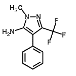 structure of CAS# 63156-74-1, 1-Methyl-4-Phenyl-3-(Trifluoromethyl)-1H-Pyrazol-5-Amine;1-methyl-4-phenyl-3-(trifluoromethyl)pyrazole-5-ylamine;2-Methyl-4-phenyl-5-trifluoromethyl-2H-pyrazol-3-ylamine;5-Amino-1-methyl-4-phenyl-3-(trifluoromethyl)-1H-pyrazole