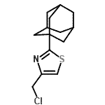 structure of CAS# 632300-38-0, 2-(Adamantan-1-yl)-4-(chloromethyl)-1,3-thiazole;2-(1-adamantyl)-4-(chloromethyl)-1,3-thiazole;2-adamantanyl-4-(chloromethyl)-1,3-thiazole;MFCD03765576