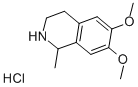 structure of CAS# 63283-42-1, 6,7-Dimethoxy-1-Methyl-1,2,3,4-Tetrahydroisoquinoline Hydrochloride;1,2,3,4-Tetrahydro-6,7-Dimethoxy-1-Methylisoquinoline Hydrochloride;Isoquinoline, 1,2,3,4-Tetrahydro-6,7-Dimethoxy-1-Methyl-, Hydrochloride