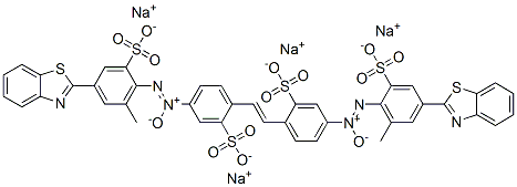 CAS#: 63346-49-6， Tetrasodium 4,4'-Bis[[4-(2-Benzothiazolyl-6-Methyl)Sulphonatophenyl]Azoxy]Stilbene-2,2'-Disulphonate