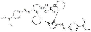 CAS#: 63589-49-1， Bis[2-Cyclohexyl-3-[[4-(Diethylamino)Phenyl]Azo]-1-Methyl-1H-Pyrazolium] Tetrachlorozincate